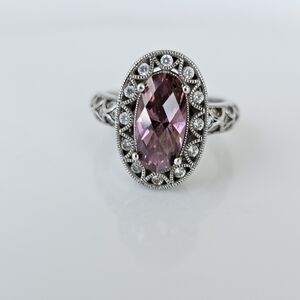 Authentic Tacori IV Pink Tourmaline & Diamonique Ring Sterling Silver Size 6!